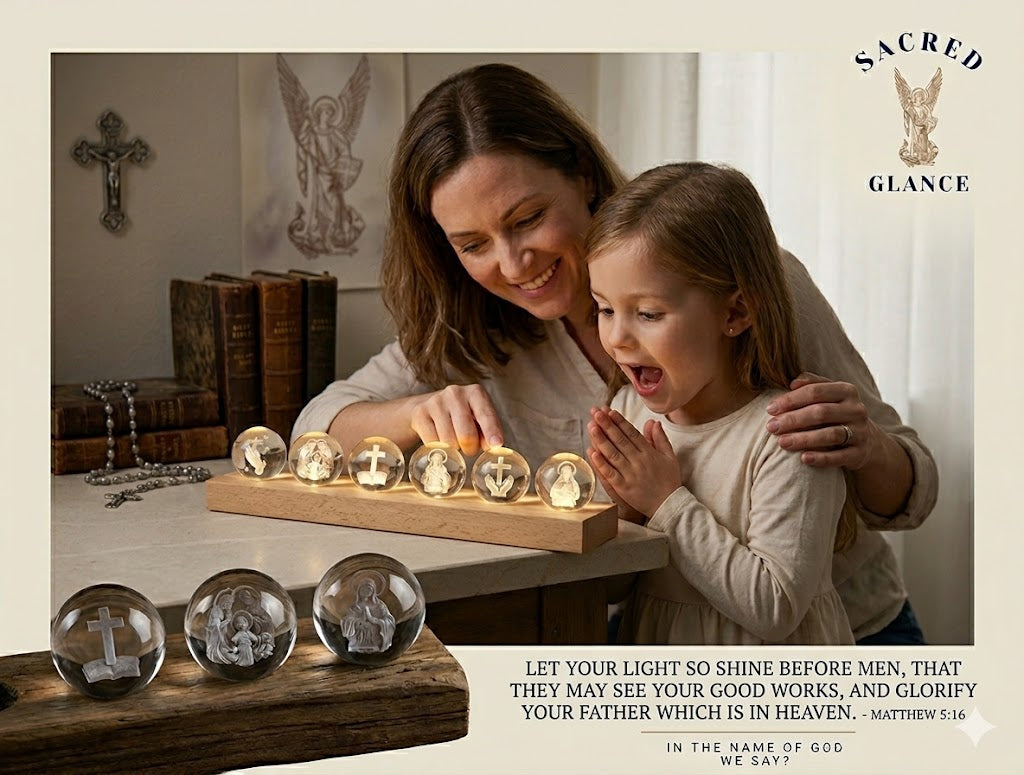 Luminous Faith Crystal Ball Night Light Set | Sacred Glance Christian Decor