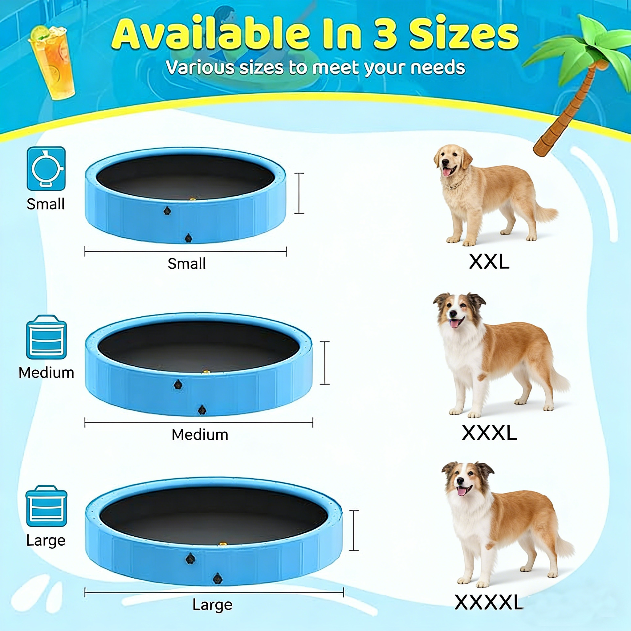 🐾 Foldable Dog Pool with Sprinkler - Large Anti-Slip PVC Pet Bathtub for Outdoor/Backyard