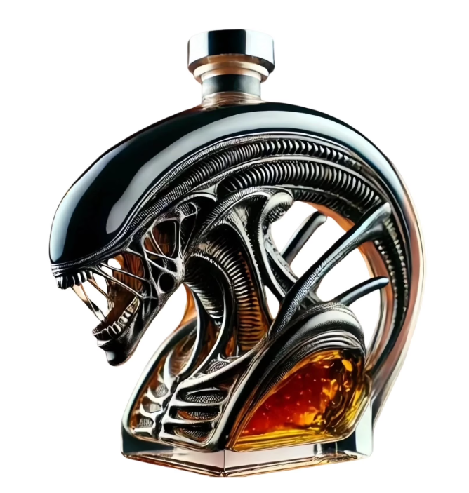 👽 Alien Shaped Decanter - Glass Art Sculpture Bottle for Sci-Fi & Whiskey Lovers