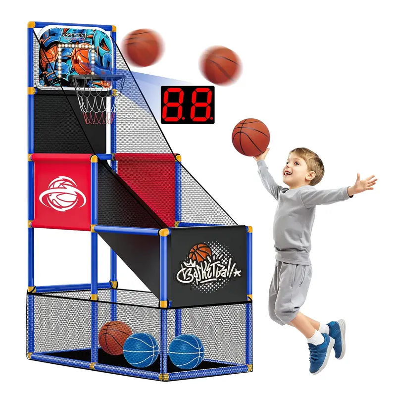 🏀 Kids Arcade Basketball Hoop - Adjustable Height Indoor/Outdoor Shooting Game for Ages 3-8 | Carnival Sport Toy & Gift