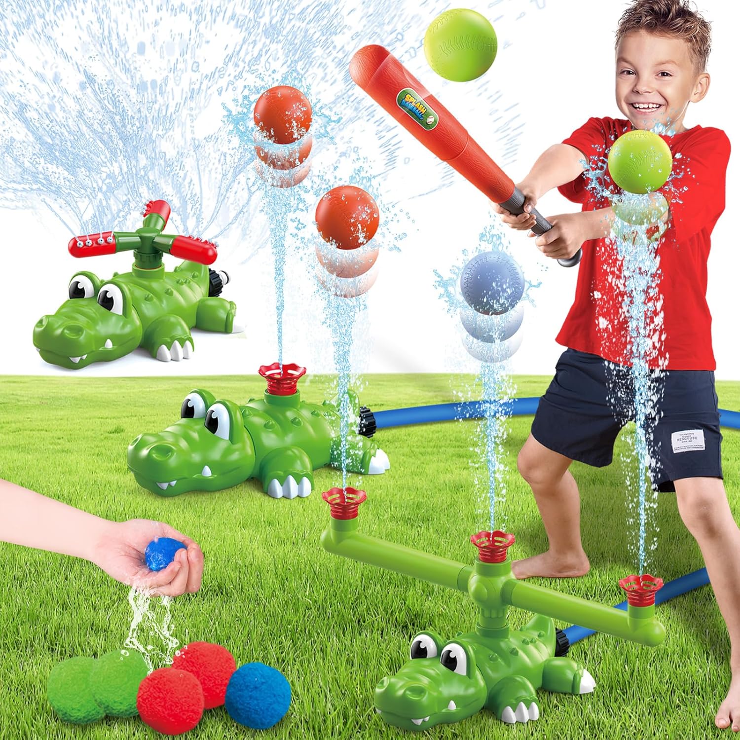 🦖 4-in-1 Kids Sprinkler & Baseball Toy Set