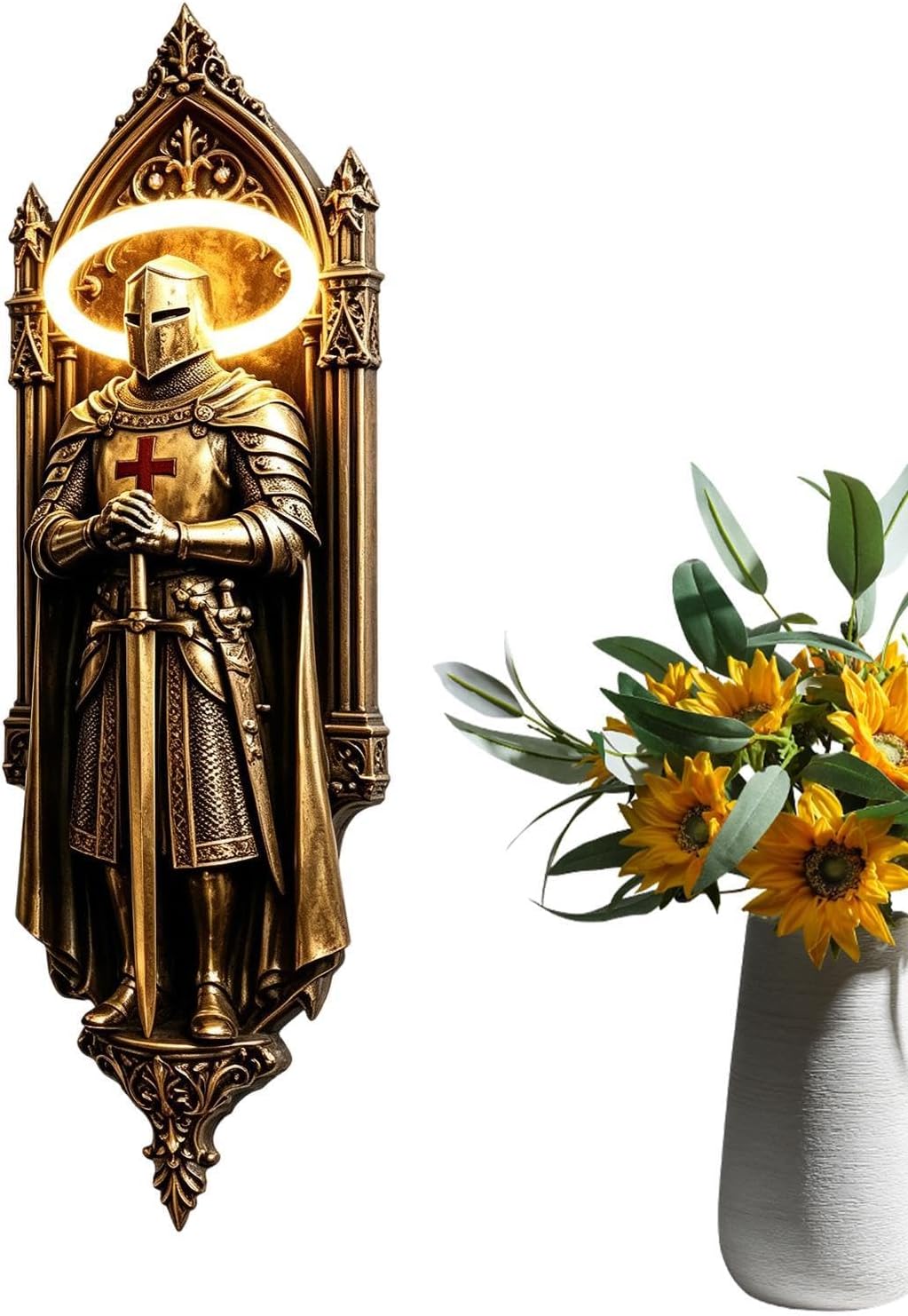 🛡️ Resin Knight Wall Lamp | Medieval Armor Gothic Decor Light