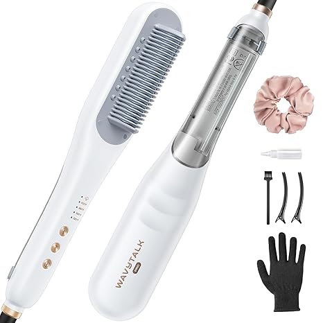 💇‍♀️ 3-in-1 Steam Hair Straightener Brush | Hydrating Anti-Frizz Straightening Comb