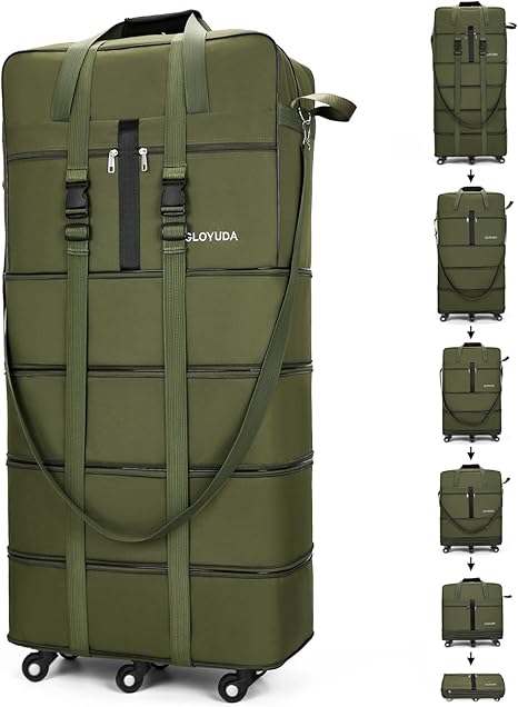 🧳 Expandable Foldable Rolling Luggage | 130L Oversized Wheeled Travel Duffle with Shoe Compartment