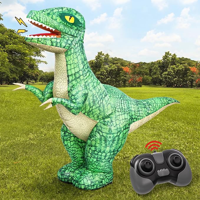 🦖 2.4GHz RC Inflatable Dinosaur Toy - Rechargeable Walking Dino for Boys 6-12