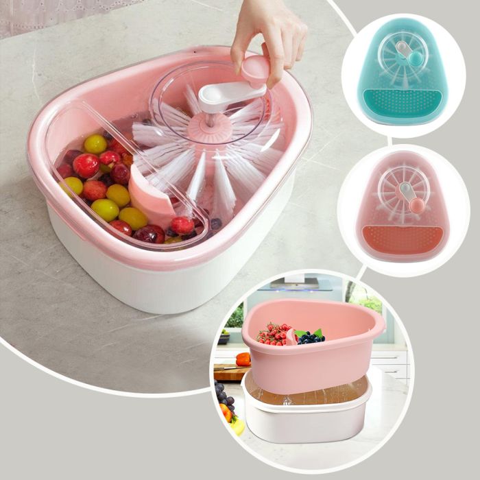 🥬 Manual Multi-Function Fruit & Vegetable Washer | 720° Rotating Vortex Cleaner, No Electricity Needed