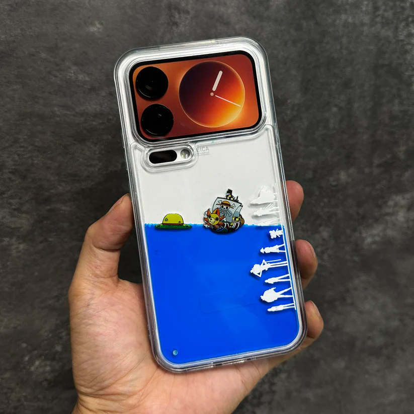 🐥 Rubber Duck & Pirate Ship Quicksand Phone Case | 3D Glitter Liquid Floating Case for Girls & Women