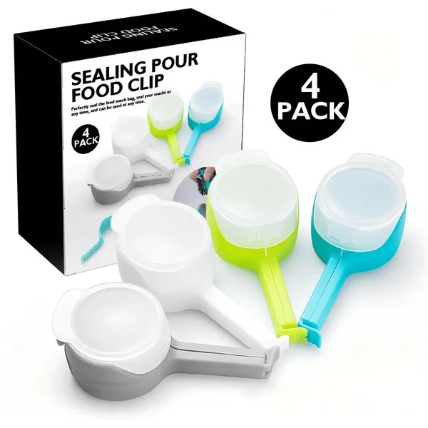 🧺 Wide-Mouth Pour Spout Sealing Clips (4-Pack) - Keep Food Fresh & Storage Tidy