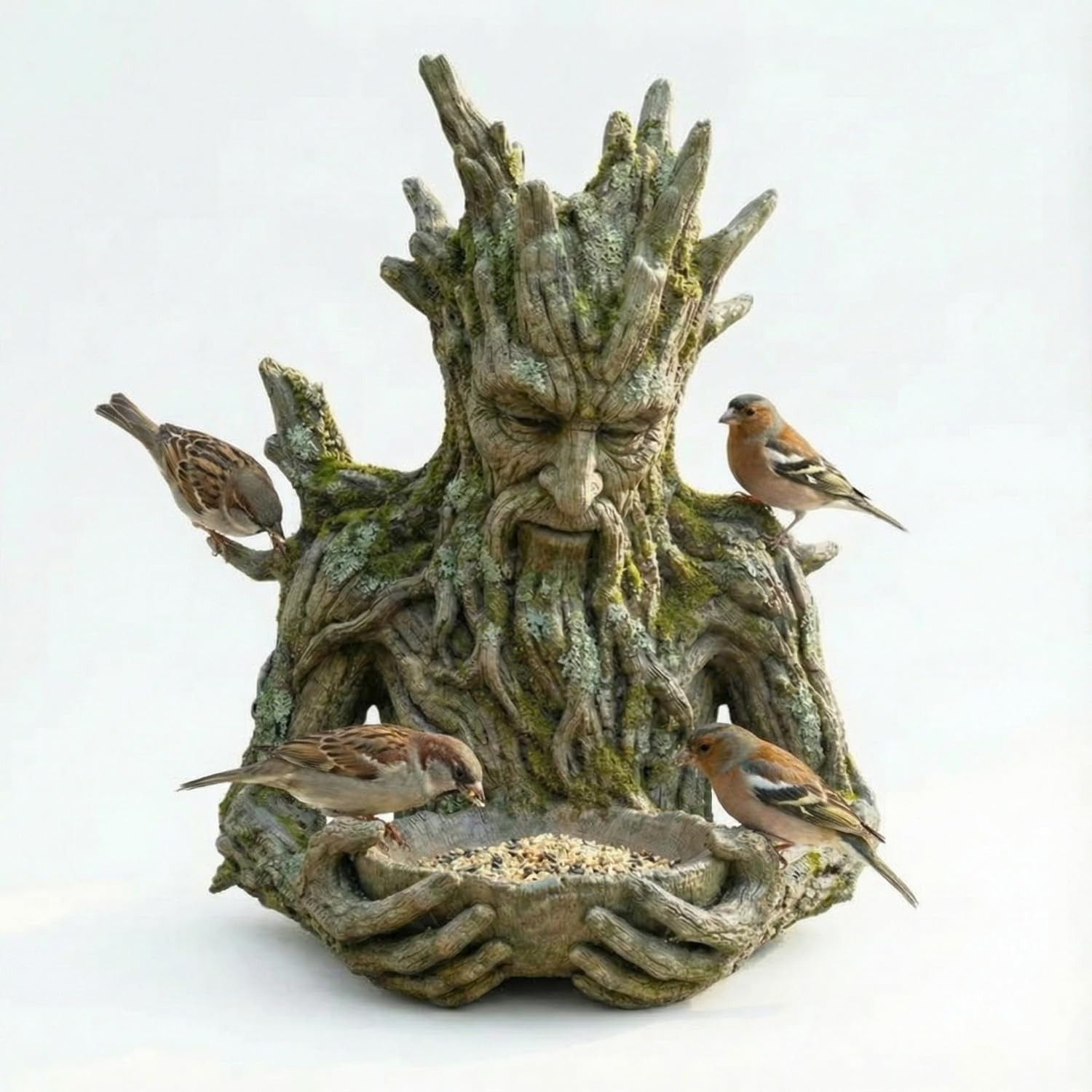 🌳 Whispering Grove Tree Spirit Bird Feeder Sculpture - Outdoor Garden Art Decor with Hidden Keyhole Hanger