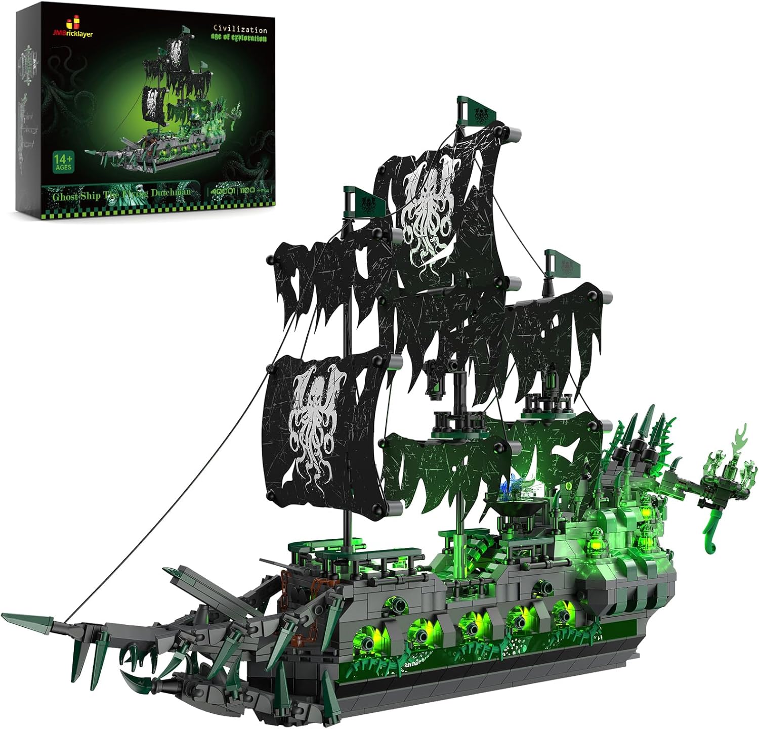 👻 Ghost Ship "Flying Dutchman" Building Set | LED Light Adult Model Kit