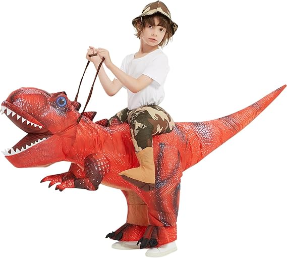 🦖 Kids Inflatable T-Rex Costume | Ride-On Dinosaur Blow Up Outfit for Halloween Party Cosplay