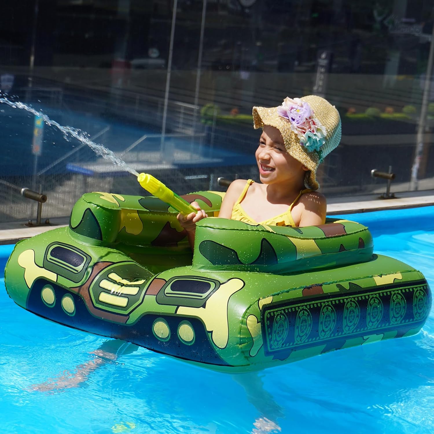 🚀 Inflatable Tank Pool Float With Water Gun