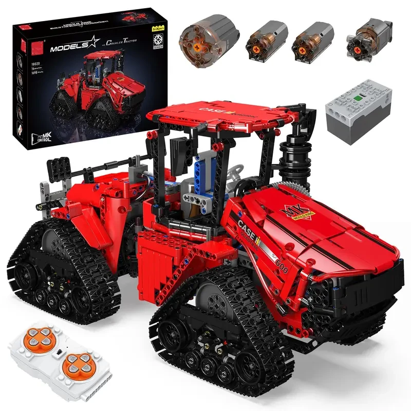 🧱 Pneumatic Tracked Tractor Engineering RC Brick Set 