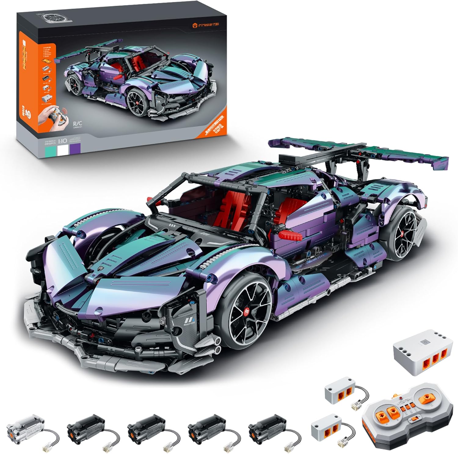 🏎️ Supercar Building Block Set | RC Drift Racing Model with Motors