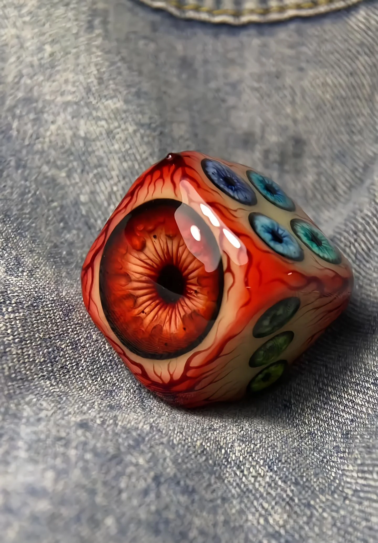 Handmade Cthulhu Eye D6 Dice | Hyper-Realistic Monster Eye Resin Dice 🎲👁️