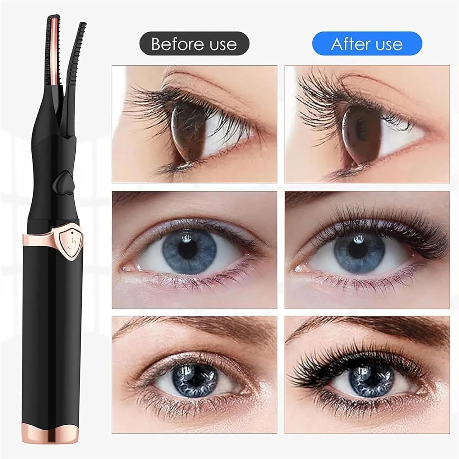 👁️ Heated Eyelash Curler | USB Rechargeable 3-Temp Adjustable Electric Curler