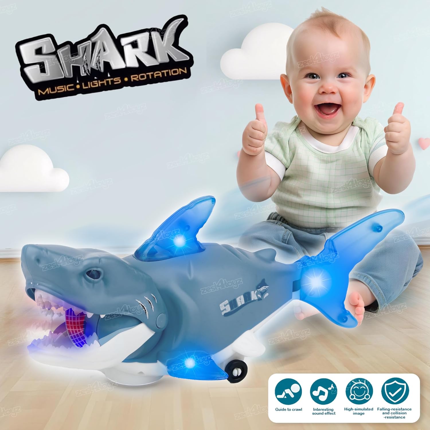 🦈 Musical Shark Toy with Lights & Projection