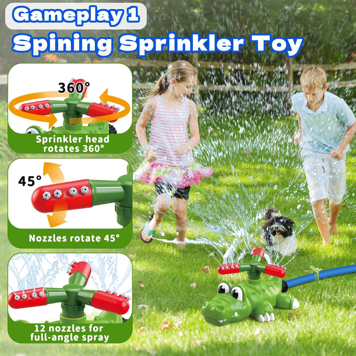 🦖 4-in-1 Kids Sprinkler & Baseball Toy Set