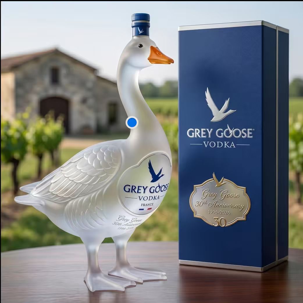 🦢 3D Carved Grey Goose Whiskey Bottle 