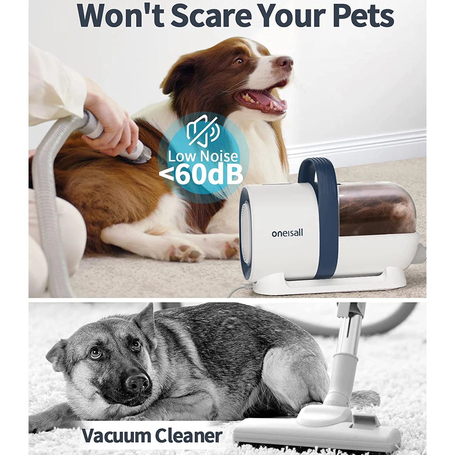 🐶 7-in-1 Pet Grooming Kit - Low-Noise Vacuum for Pet Hair 🧰