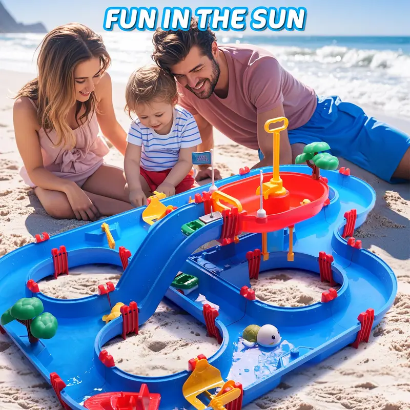 🌊 2-Tier Kids Water Play Table - 100PCS Water Park Set with Water Pump | Summer Outdoor Toy for Ages 3-8