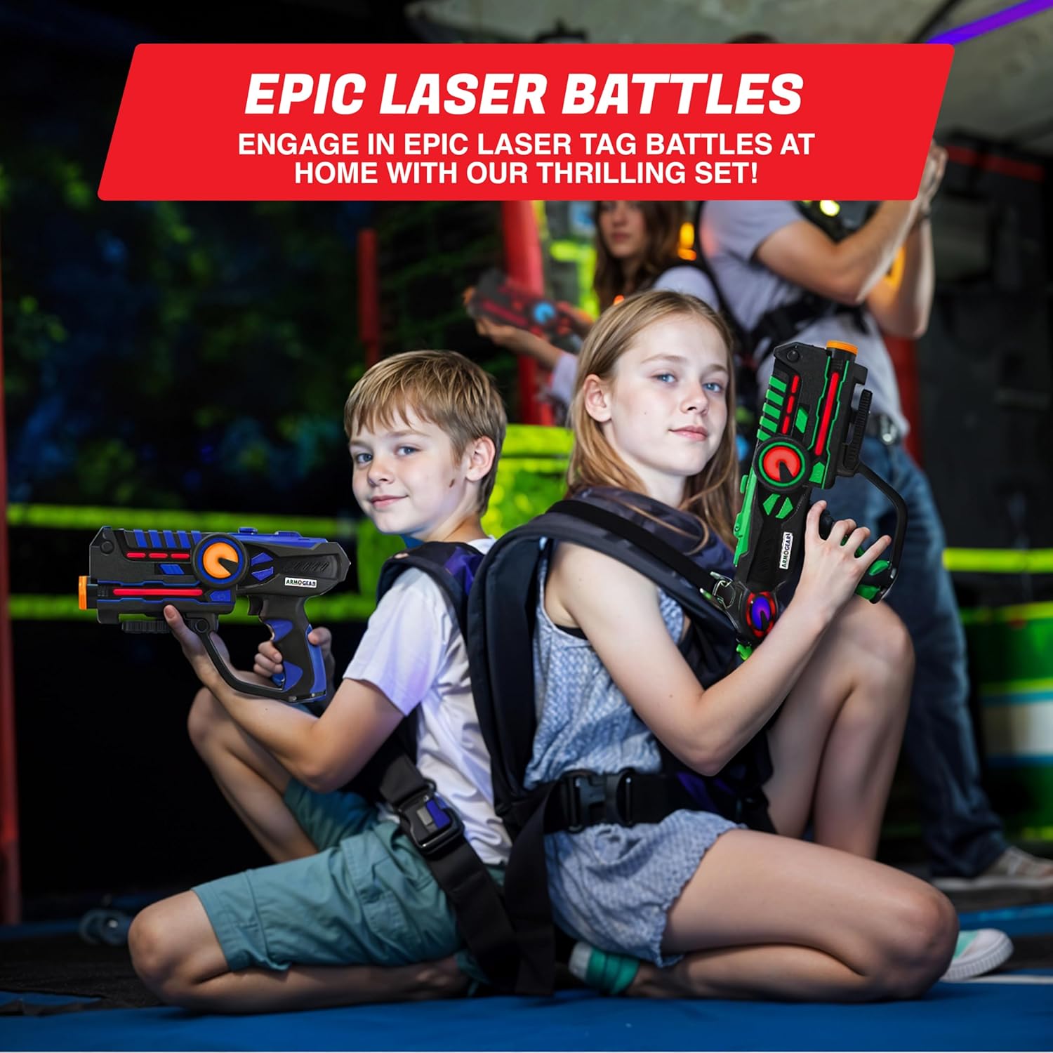 🔫 4 Pack Laser Tag Guns with Vests Set | Multiplayer Laser Game for Kids, Teens & Adults