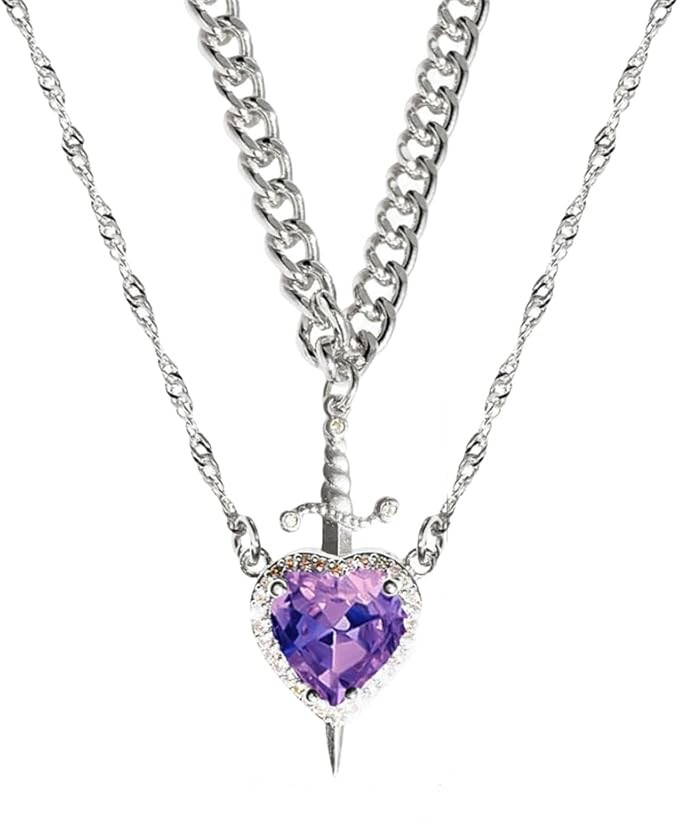 ❤️⚔️ Heart & Sword Necklace Set, 2-Piece Matching Jewelry