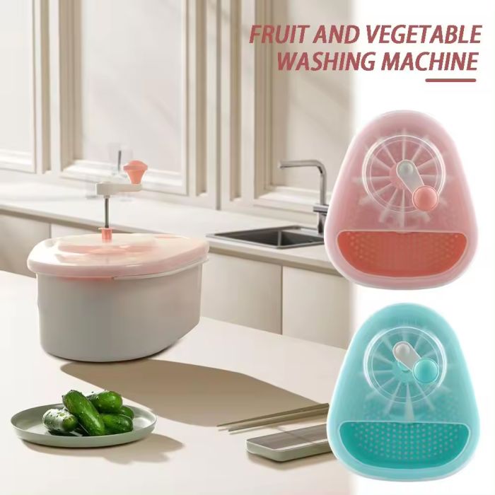 🥬 Manual Multi-Function Fruit & Vegetable Washer | 720° Rotating Vortex Cleaner, No Electricity Needed