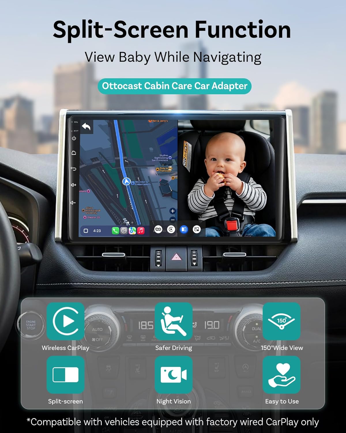 Car Baby Monitor Camera with Wireless CarPlay Adapter 📹👶