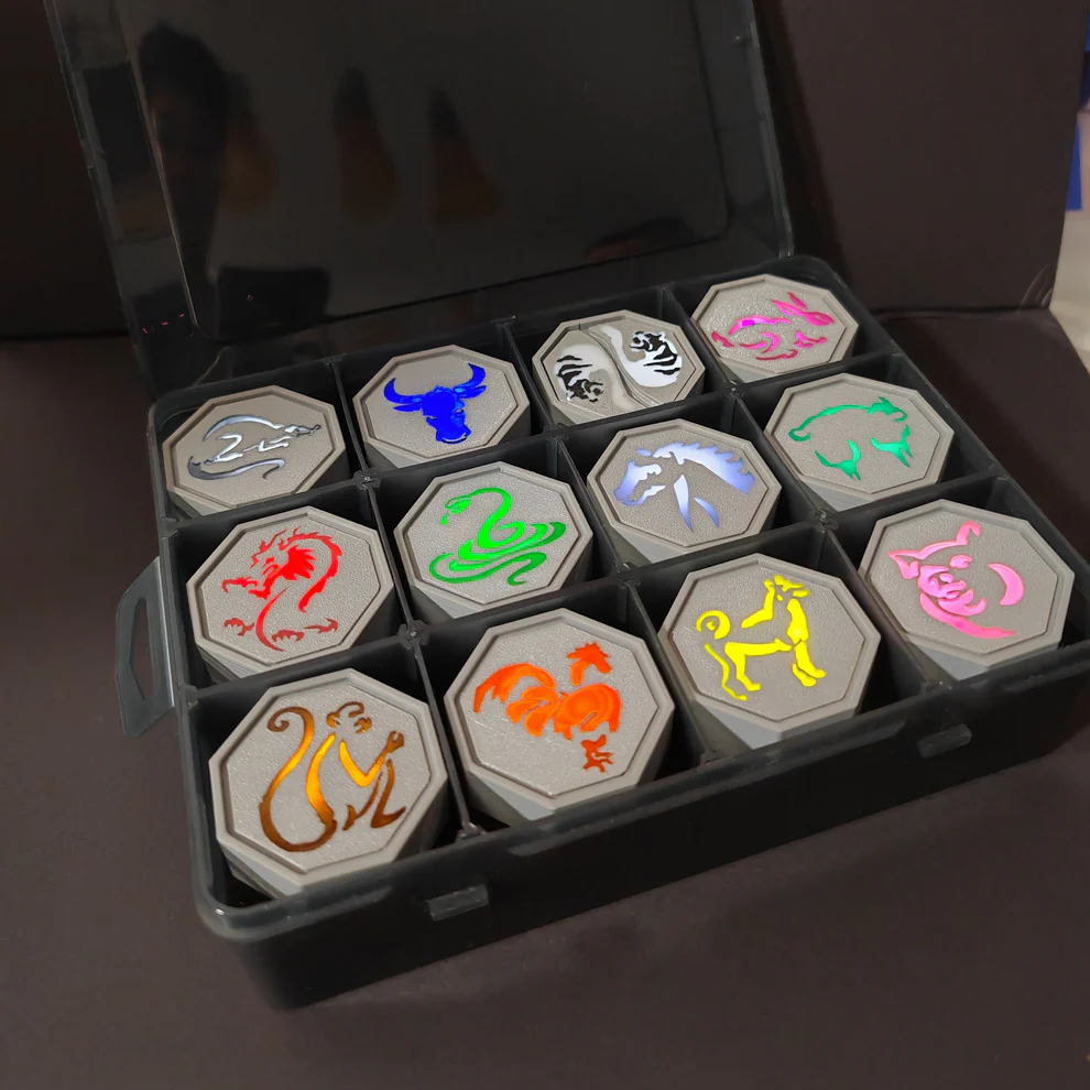 Awakening Totem - Chinese Zodiac Talisman & Bagua Display Base (LED Installable) 🐉🔮