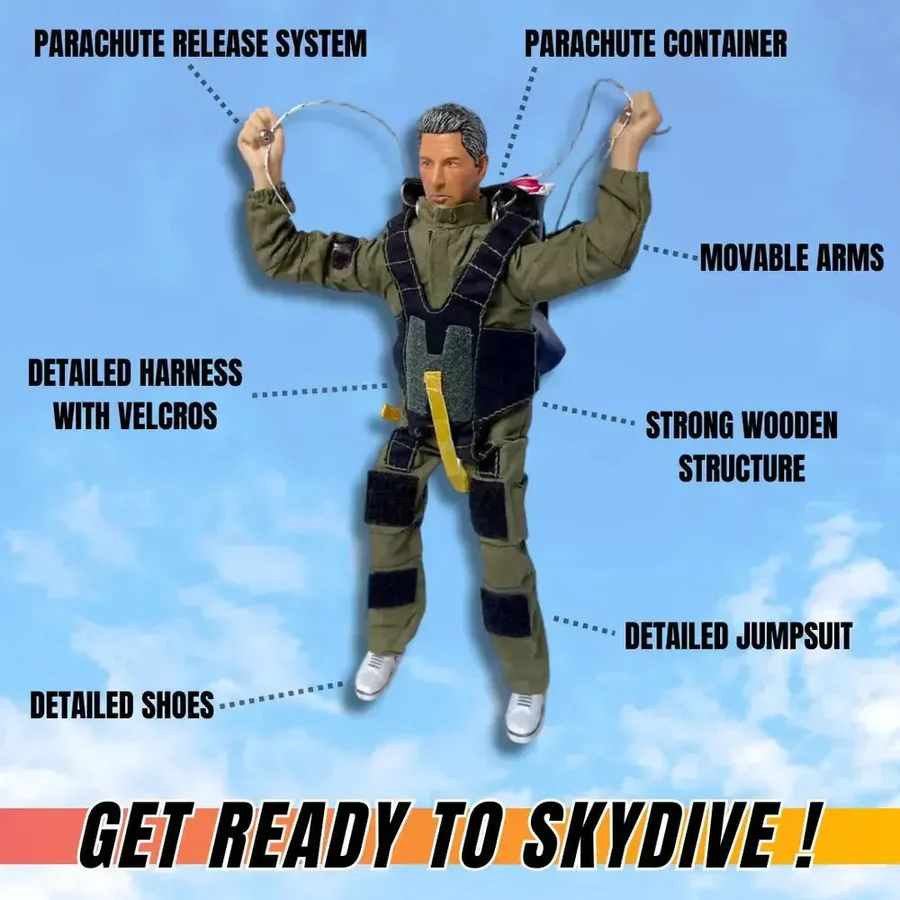 🪂 Remote Control Parachutist - Handmade Mini Paratrooper with Steerable Parachute