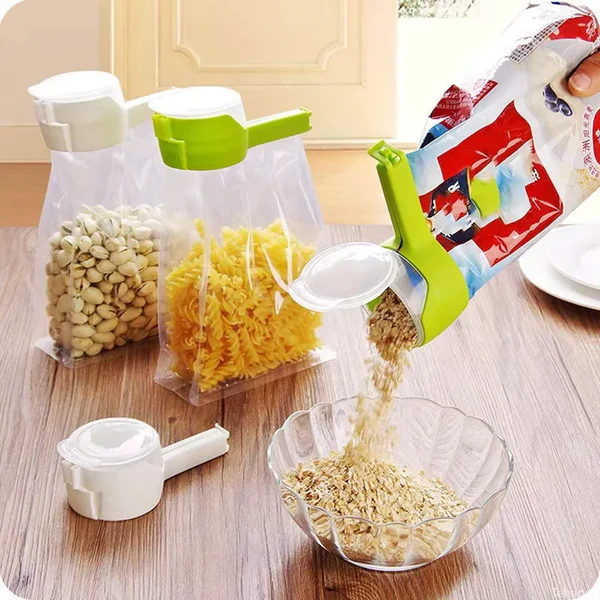 🧺 Wide-Mouth Pour Spout Sealing Clips (4-Pack) - Keep Food Fresh & Storage Tidy