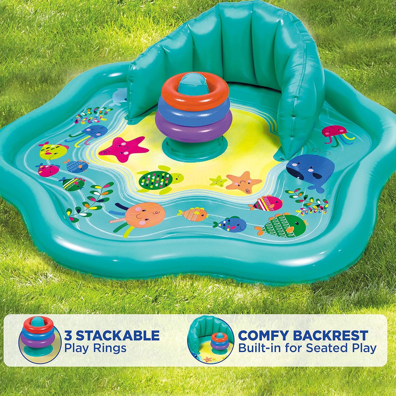 👶 Baby Pool Float Mat - Adjustable Canopy & Seat for 6-24 Months | Super Buoyancy, Multiple Colors