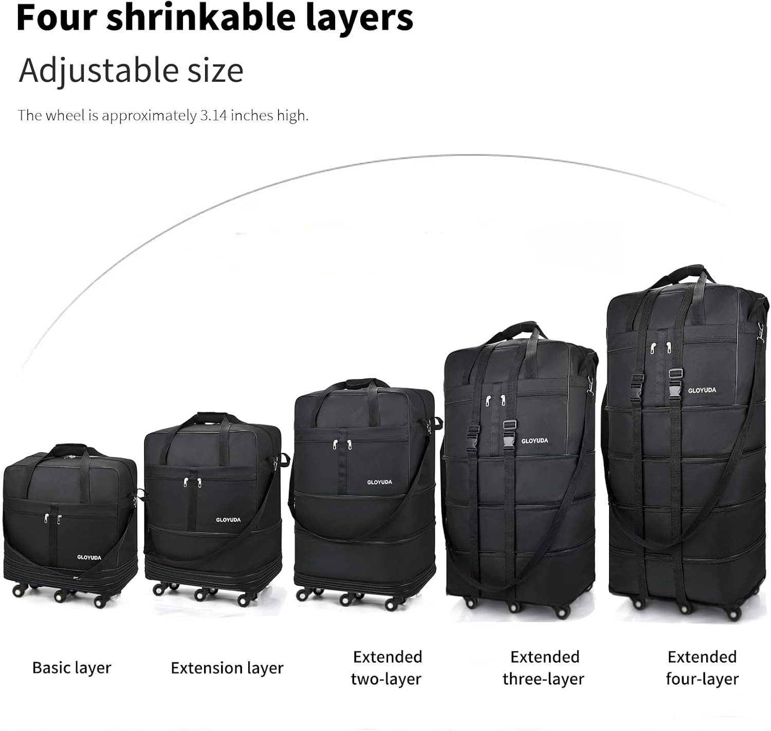 🧳 Expandable Foldable Rolling Luggage | 130L Oversized Wheeled Travel Duffle with Shoe Compartment