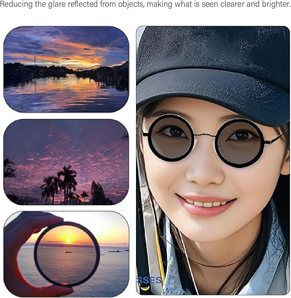 😎 1-9 Dimmable Filter Polarized Sunglasses | Round Lens Anti-Blue Light for Sports/Driving/Photography