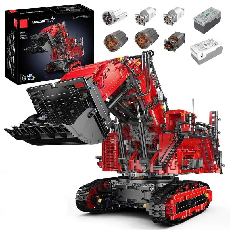 🧱 Red Excavator & Bulldozer Engineering Brick Set | App-Controlled Buildable Toy