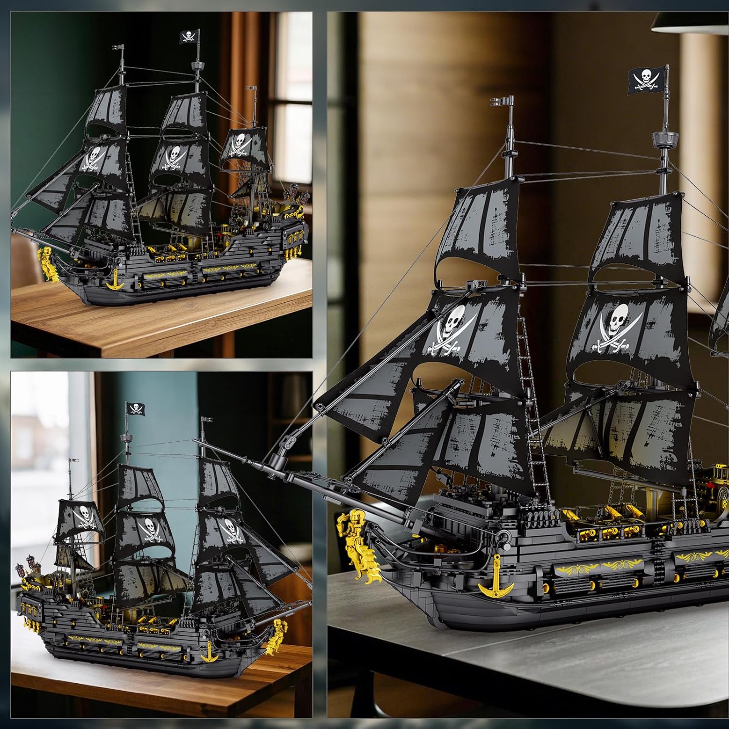 ⚓ Pirate Ship Building Set with LED Lights - Black Pearl Model 