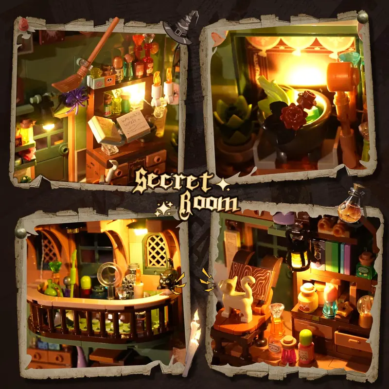 ✨ Magic Potion Book Nook Block Set - DIY Alchemy Bookend with Lights 🧙♀️