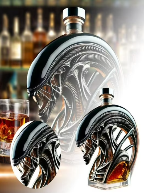 👽 Alien Shaped Decanter - Glass Art Sculpture Bottle for Sci-Fi & Whiskey Lovers