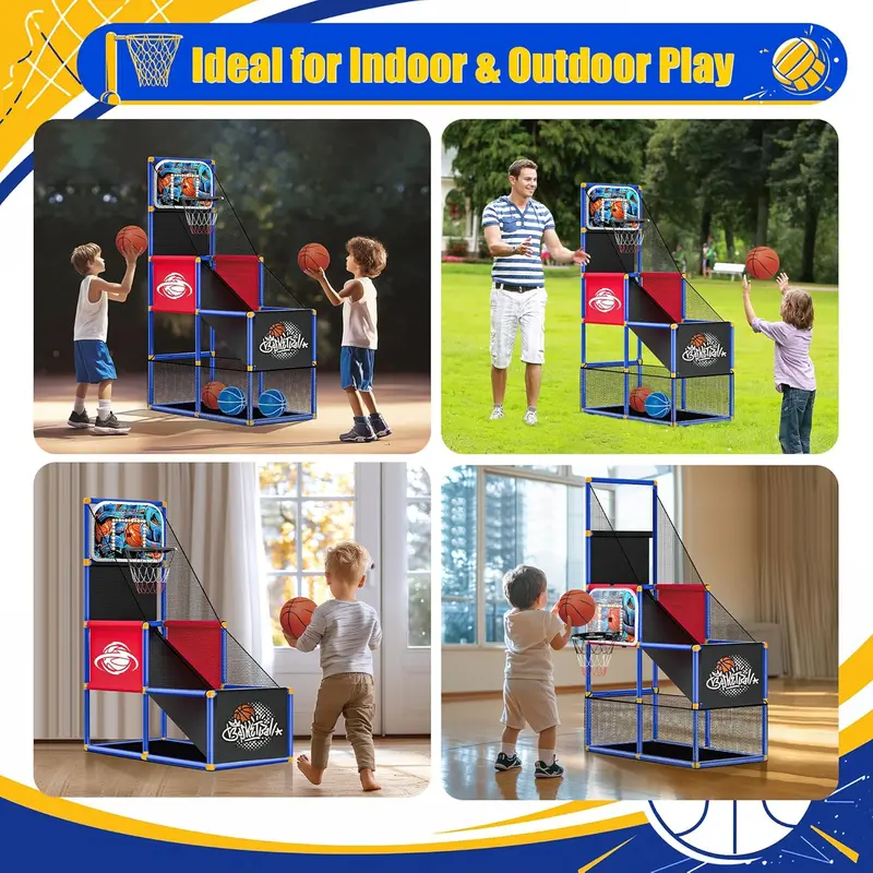 🏀 Kids Arcade Basketball Hoop - Adjustable Height Indoor/Outdoor Shooting Game for Ages 3-8 | Carnival Sport Toy & Gift