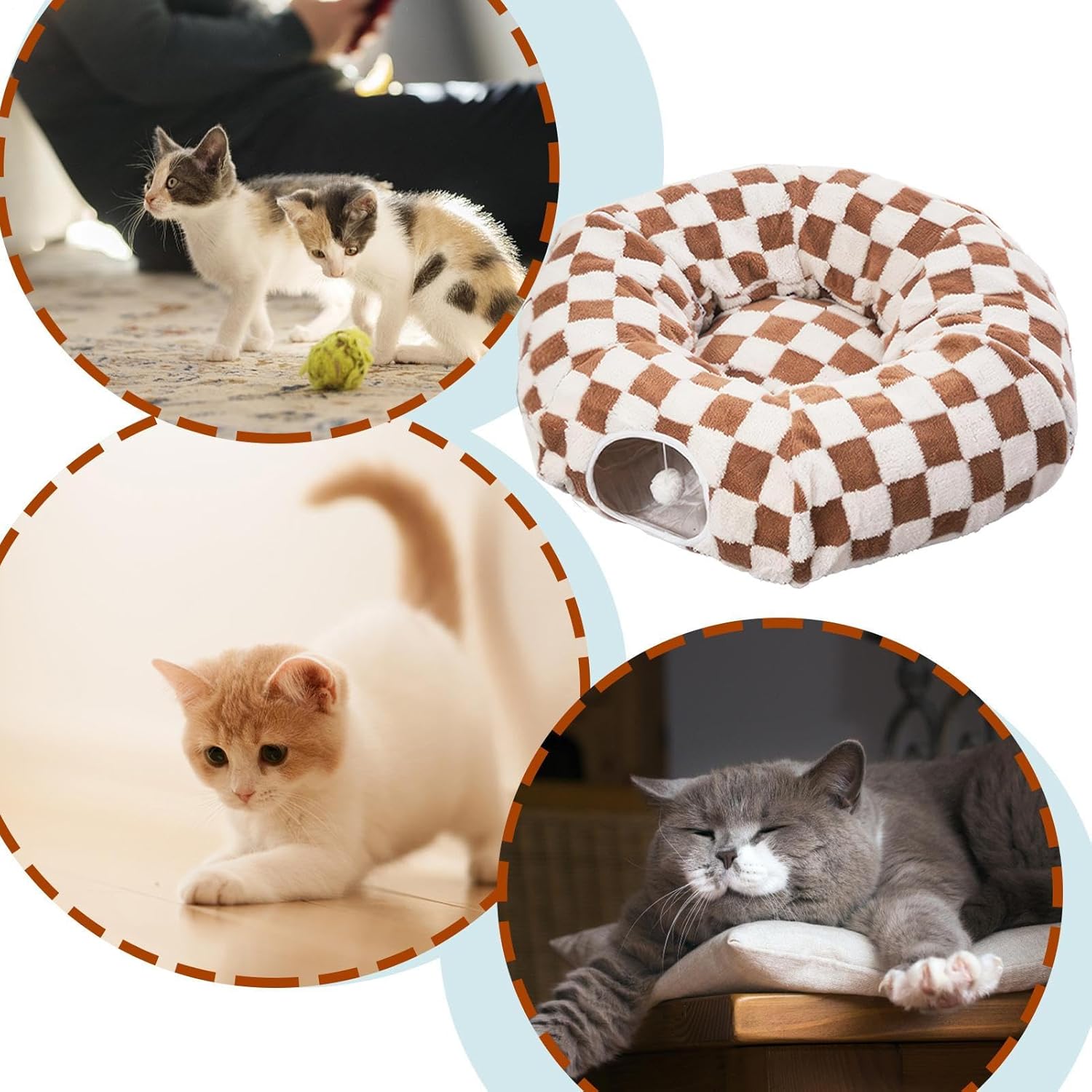 🐾 Detachable Pet Tunnel Bed | Soft Donut Play & Rest Bed for Small Pets