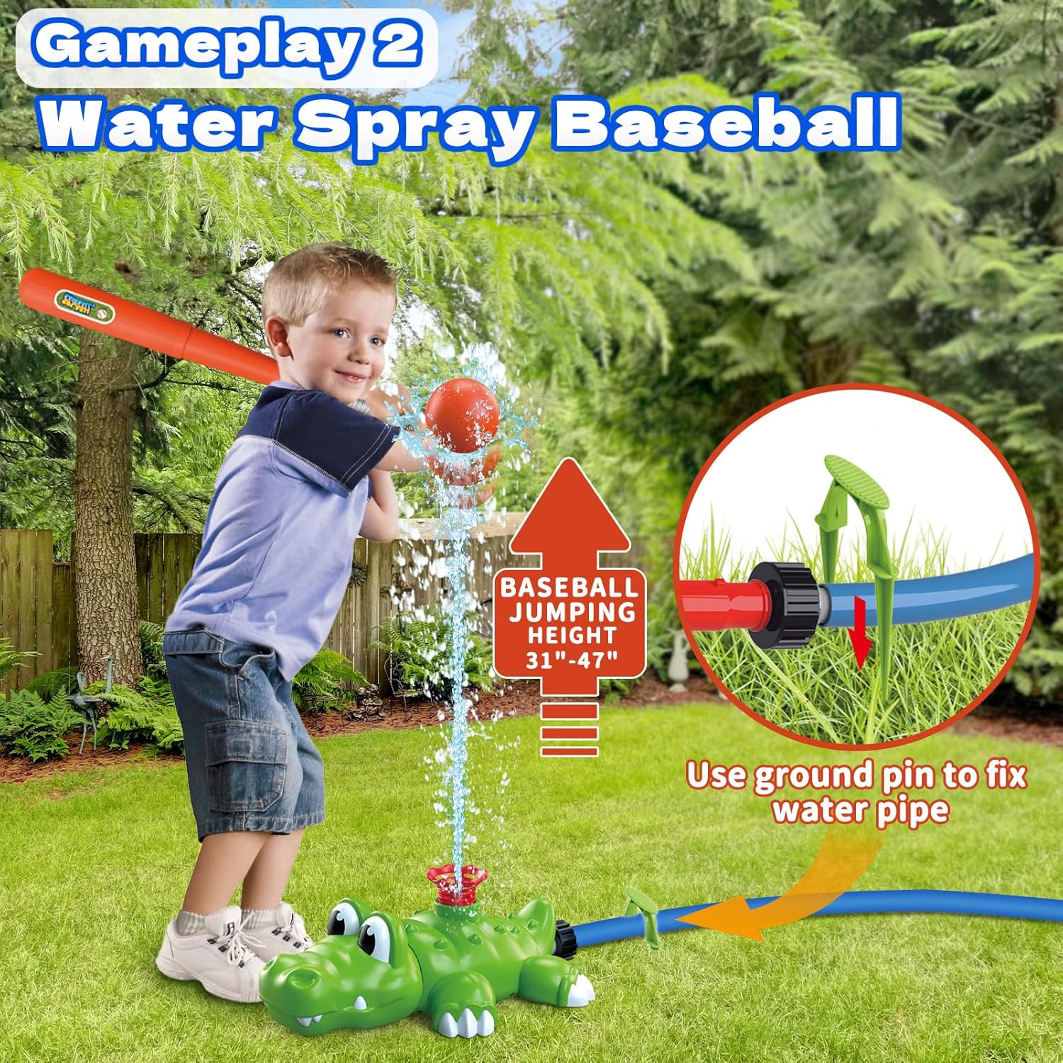 🦖 4-in-1 Kids Sprinkler & Baseball Toy Set