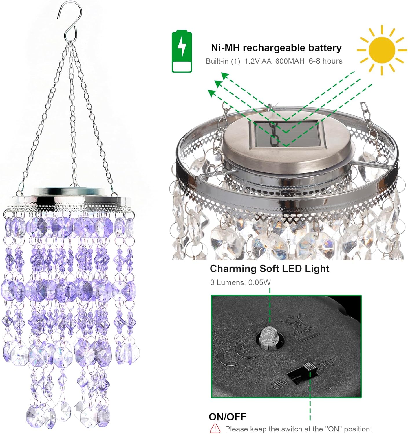 ✨Solar Blue LED Acrylic Wind Chime | Outdoor Hanging Decor