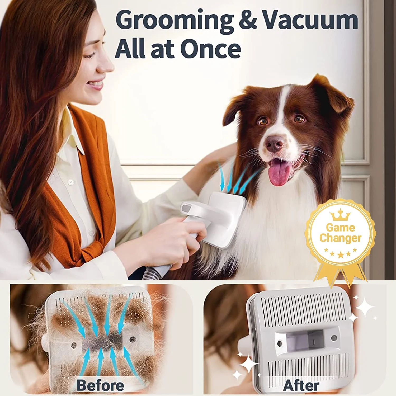 🐶 7-in-1 Pet Grooming Kit - Low-Noise Vacuum for Pet Hair 🧰