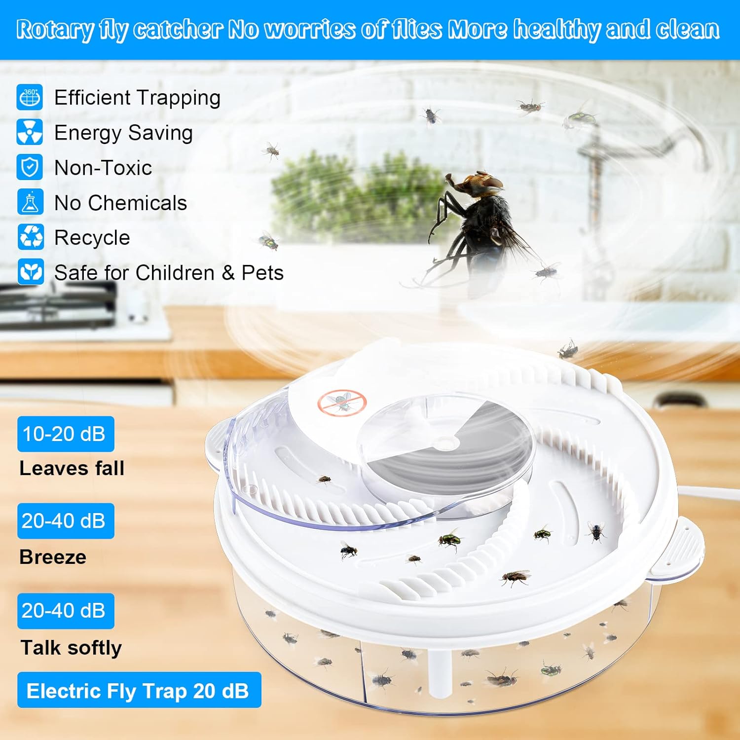 🪰 Electric Fly Trap - Automatic Indoor Insect Catcher for Flies, Gnats & Mosquitoes