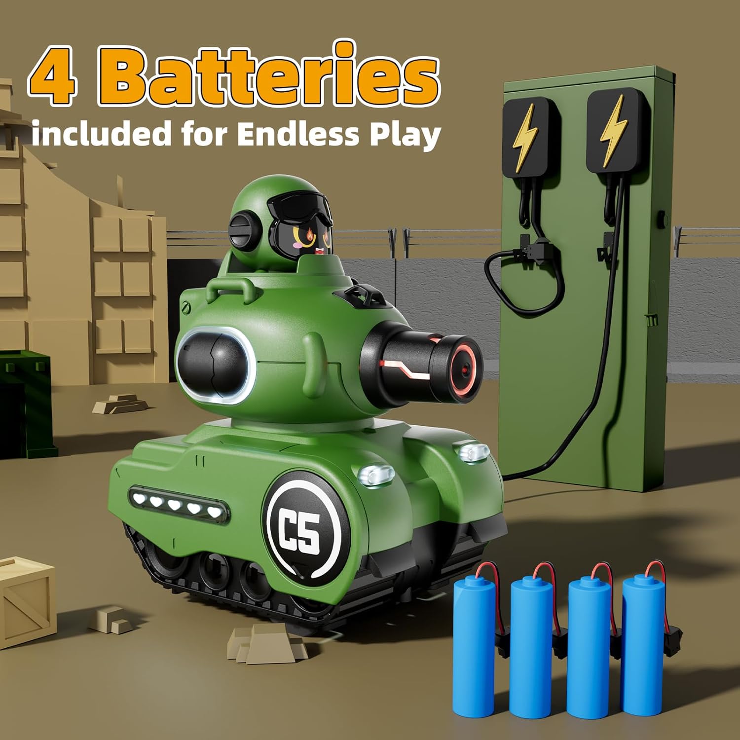 🚀 2-Pack Cartoon RC Battle Tanks with Laser Guns