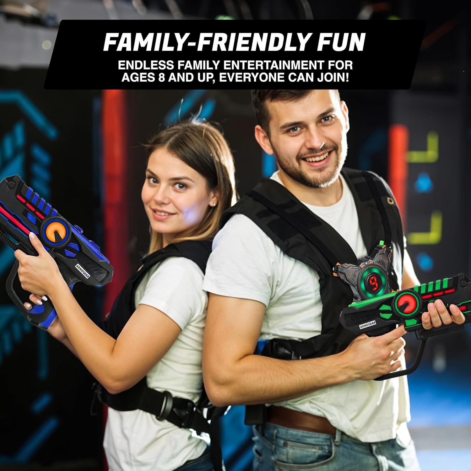 🔫 4 Pack Laser Tag Guns with Vests Set | Multiplayer Laser Game for Kids, Teens & Adults