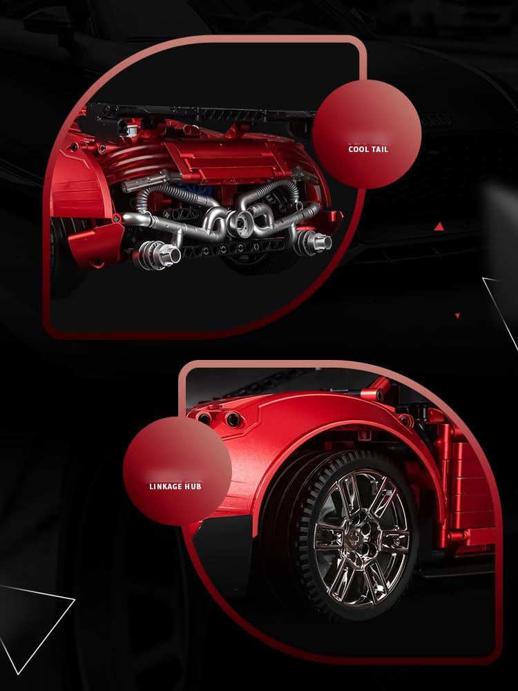 🏎️  Technical Sports Car Building Block Set - 2641 Pieces with Simulated V10 Engine