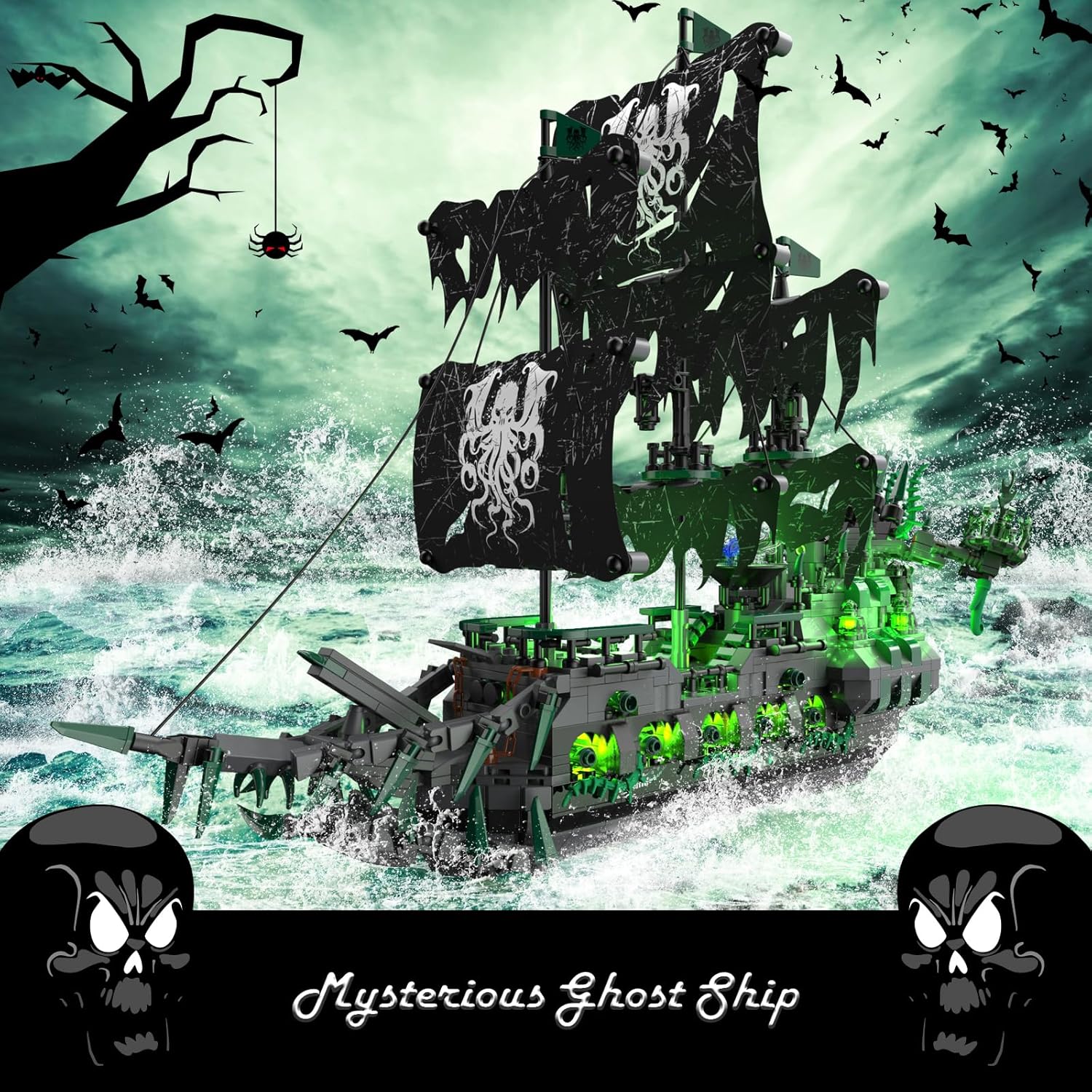 👻 Ghost Ship "Flying Dutchman" Building Set | LED Light Adult Model Kit