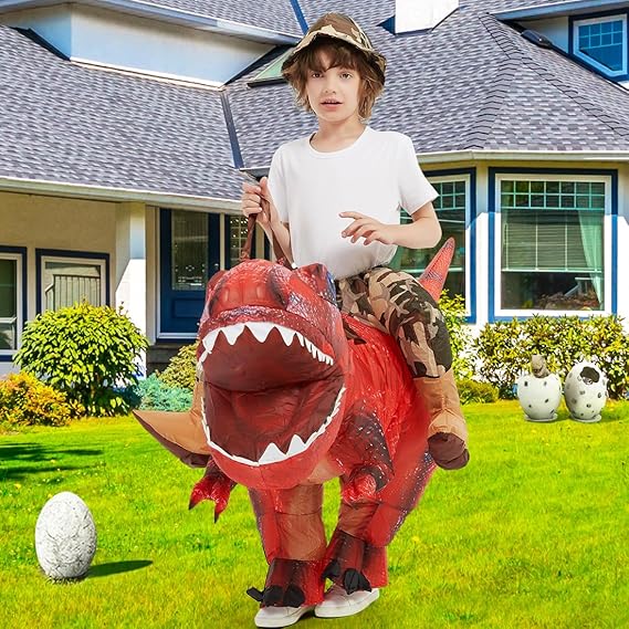 🦖 Kids Inflatable T-Rex Costume | Ride-On Dinosaur Blow Up Outfit for Halloween Party Cosplay